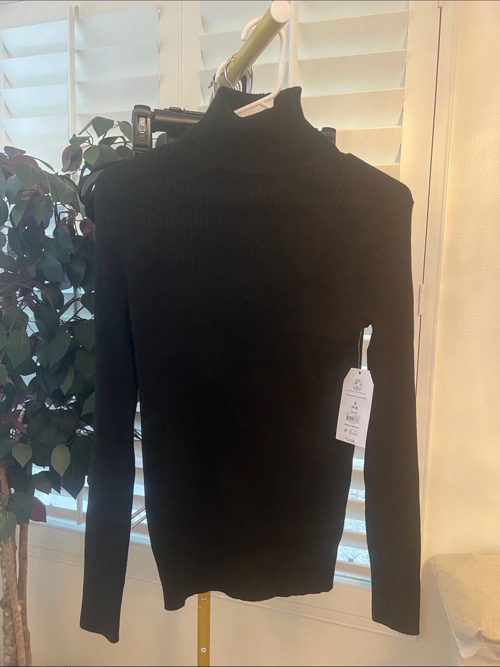 Time and Tru Black Ribbed Turtleneck Sweater